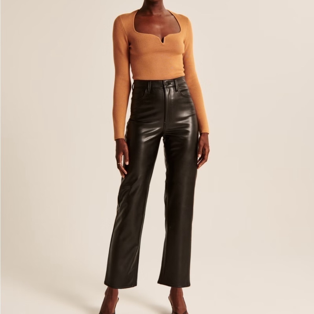 Abercrombie & Fitch Ankle Straight Ultra High Rise Vegan Leather Pants